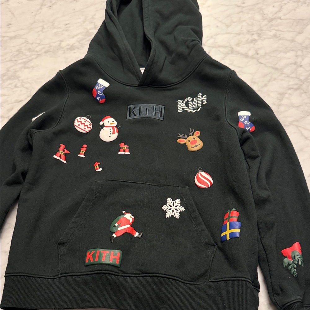 Kith Holiday Black Hoodie with Festive Motifs